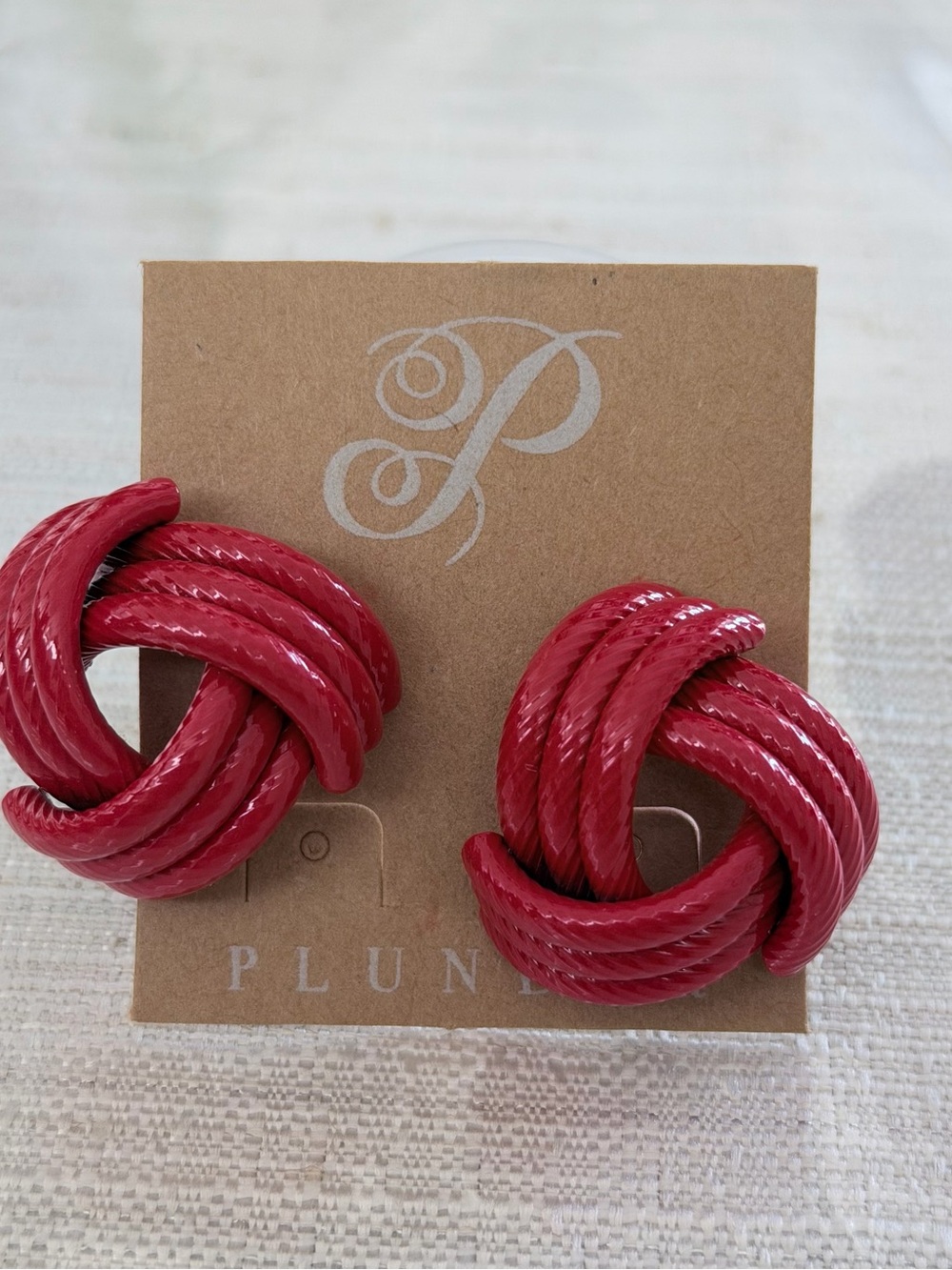 Plunder Glossy Red Knot  Earrings